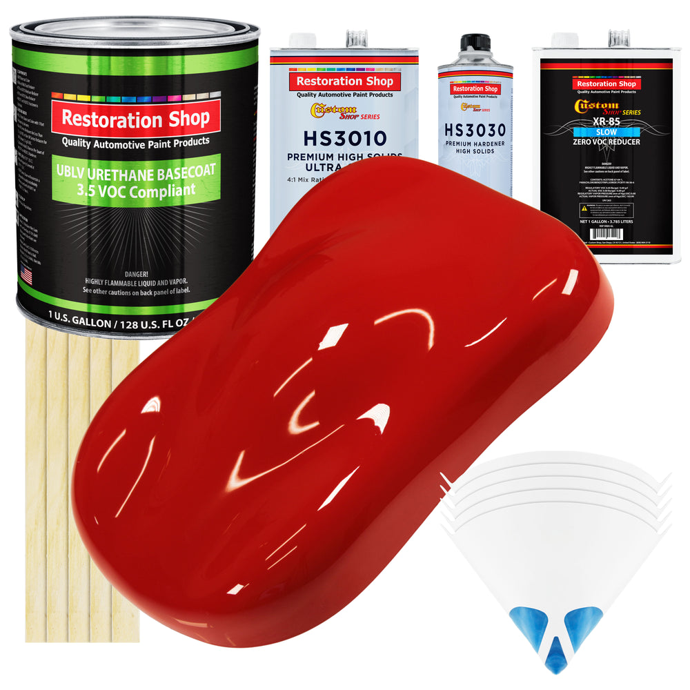 Pro Street Red - LOW VOC Urethane Basecoat with Premium Clearcoat Auto Paint - Complete Slow Gallon Paint Kit - Professional Gloss Automotive Coating