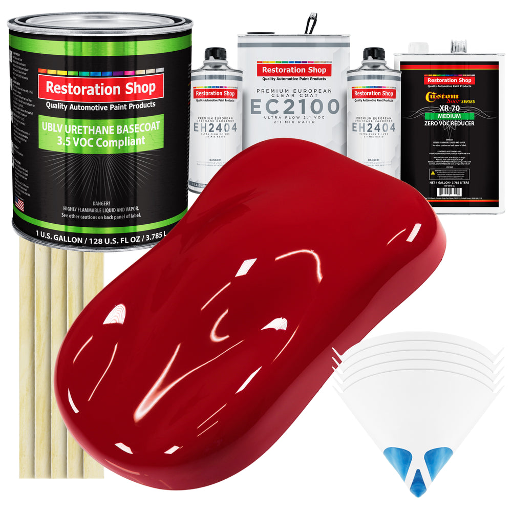 Quarter Mile Red - LOW VOC Urethane Basecoat with European Clearcoat Auto Paint - Complete Gallon Paint Color Kit - Automotive Coating