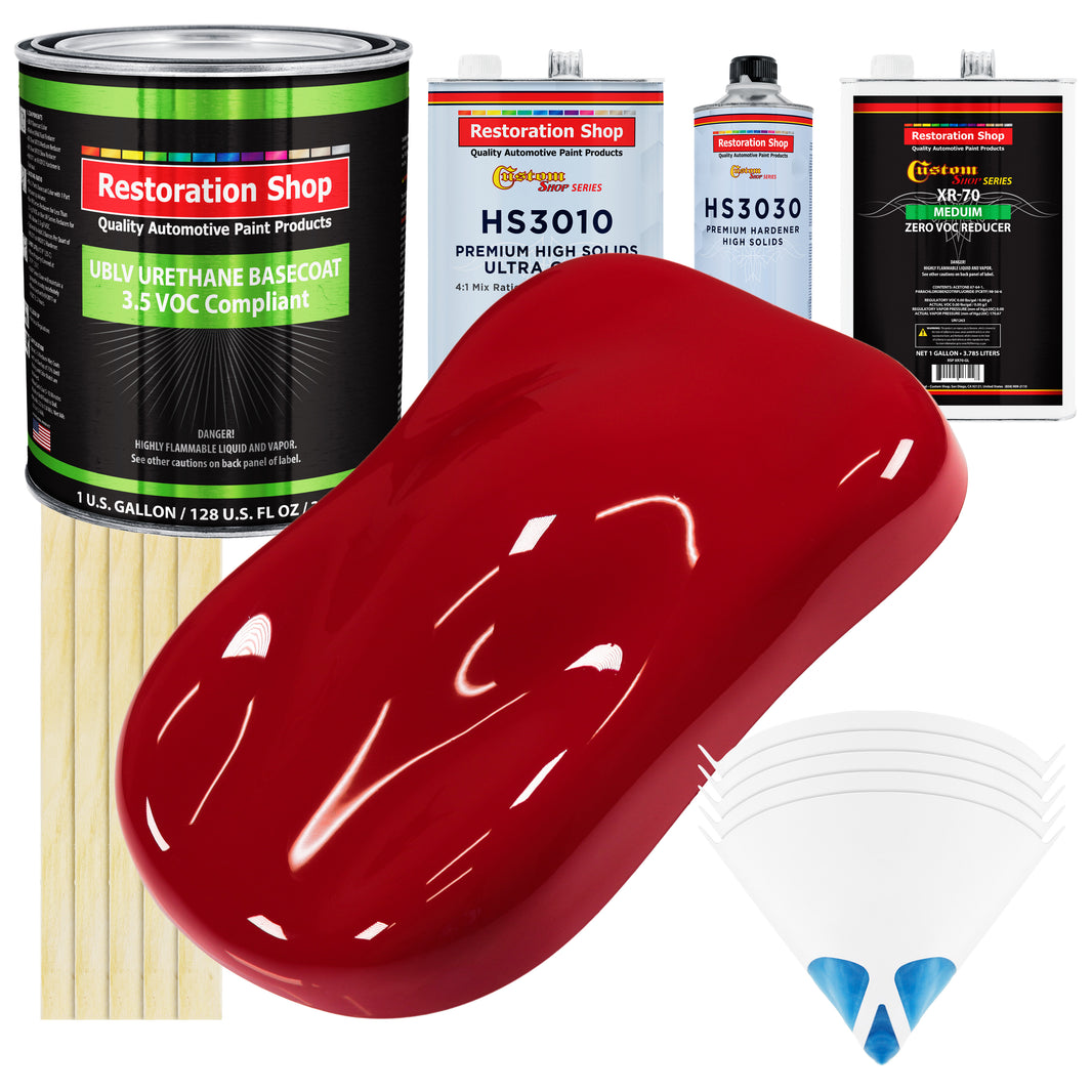 Quarter Mile Red - LOW VOC Urethane Basecoat with Premium Clearcoat Auto Paint - Complete Medium Gallon Paint Kit - Professional Automotive Coating