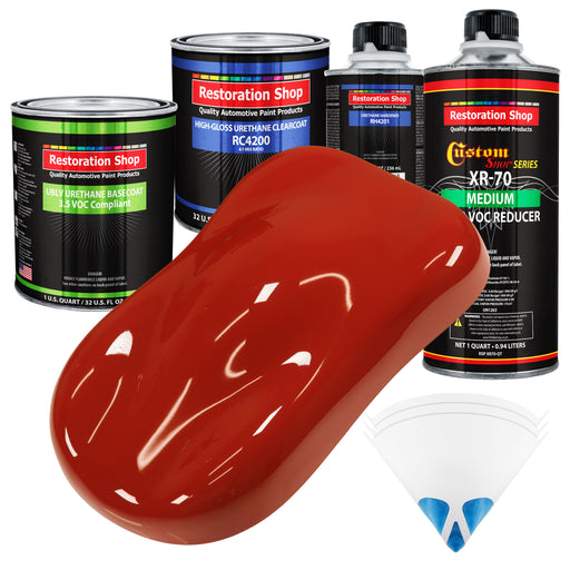 Scarlet Red - LOW VOC Urethane Basecoat with Clearcoat Auto Paint - Complete Medium Quart Paint Kit - Professional High Gloss Automotive Coating