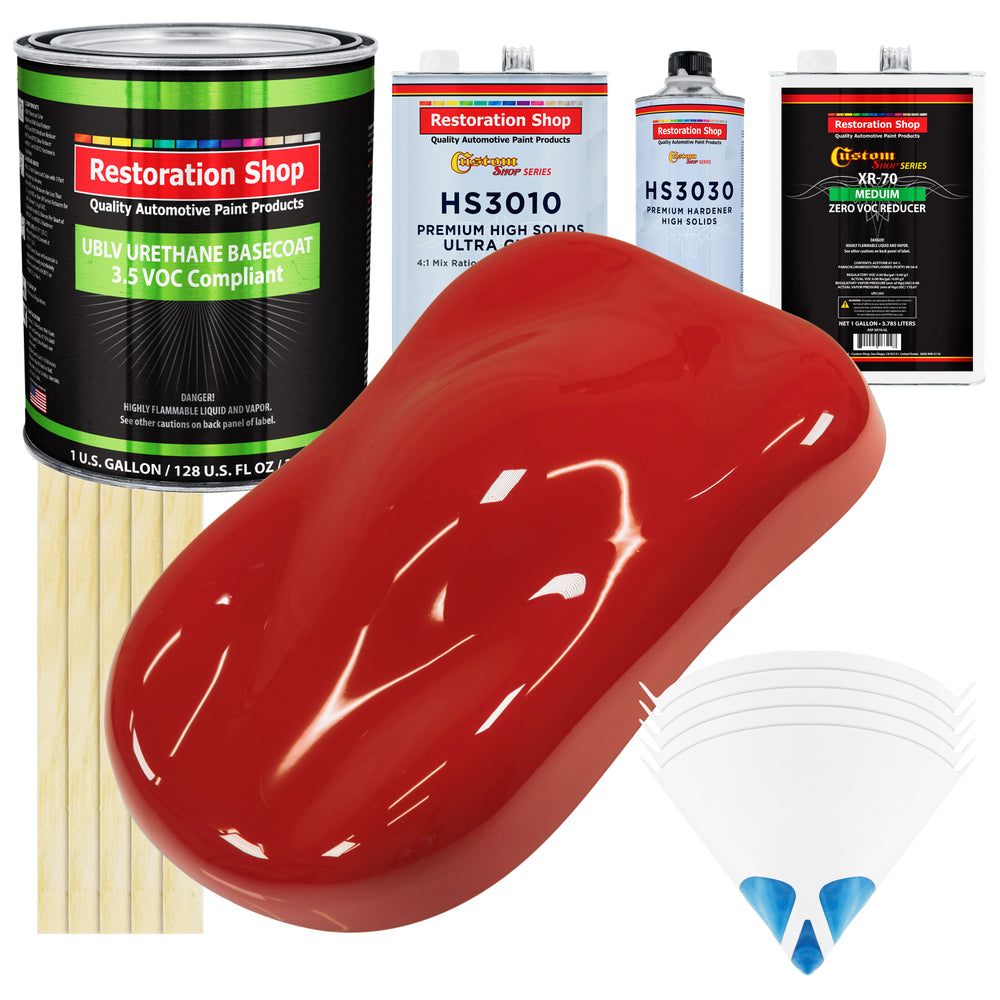 Jalapeno Bright Red - LOW VOC Urethane Basecoat with Premium Clearcoat Auto Paint - Complete Medium Gallon Paint Kit - Professional Automotive Coating