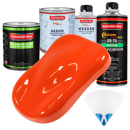 Speed Orange - LOW VOC Urethane Basecoat with Premium Clearcoat Auto Paint - Complete Medium Quart Paint Kit - Professional Gloss Automotive Coating