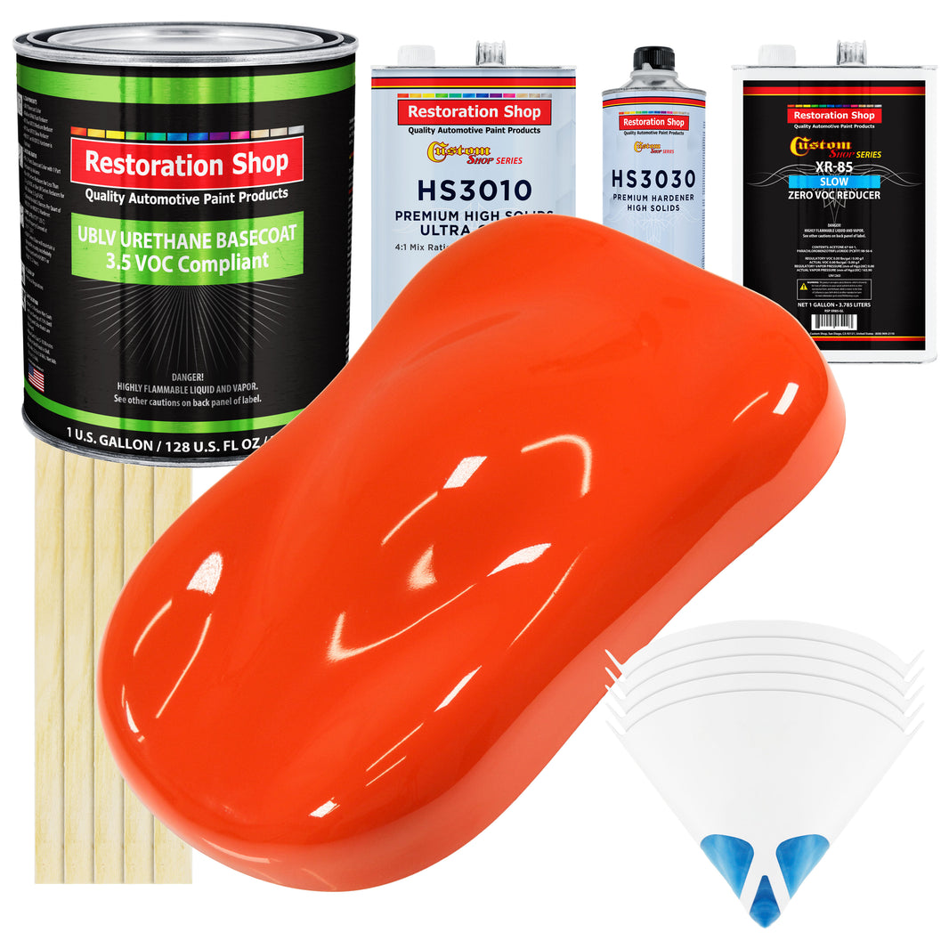 Speed Orange - LOW VOC Urethane Basecoat with Premium Clearcoat Auto Paint (Complete Slow Gallon Paint Kit) Professional High Gloss Automotive Coating