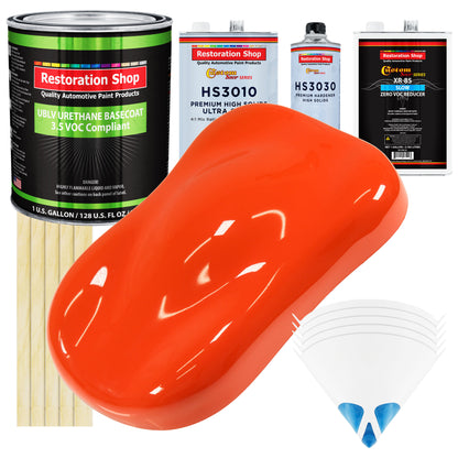 Speed Orange - LOW VOC Urethane Basecoat with Premium Clearcoat Auto Paint (Complete Slow Gallon Paint Kit) Professional High Gloss Automotive Coating