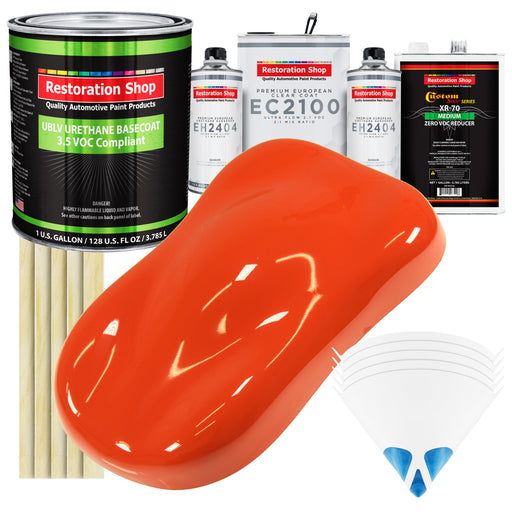 Charger Orange - LOW VOC Urethane Basecoat with European Clearcoat Auto Paint - Complete Gallon Paint Color Kit - Automotive Coating