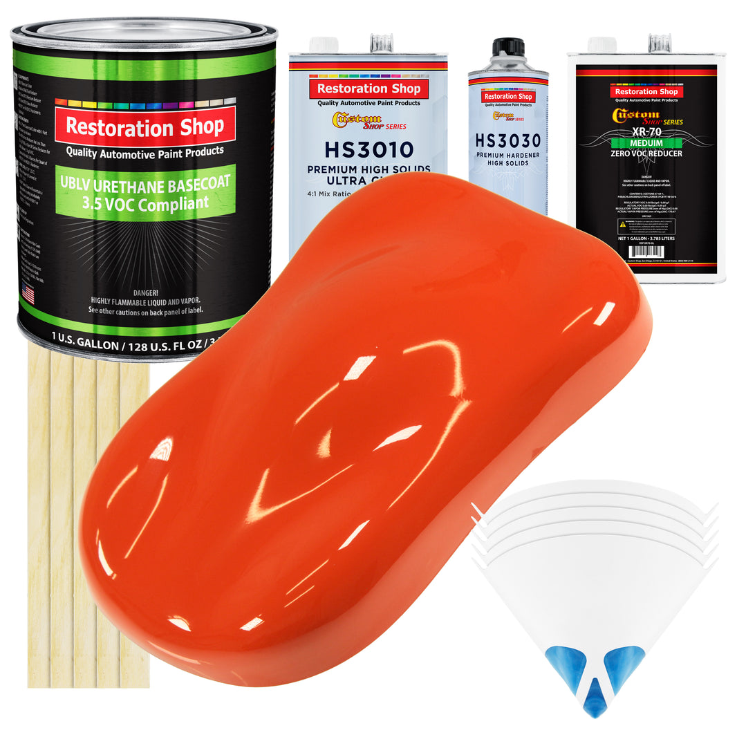 Charger Orange - LOW VOC Urethane Basecoat with Premium Clearcoat Auto Paint (Complete Medium Gallon Paint Kit) Professional Gloss Automotive Coating