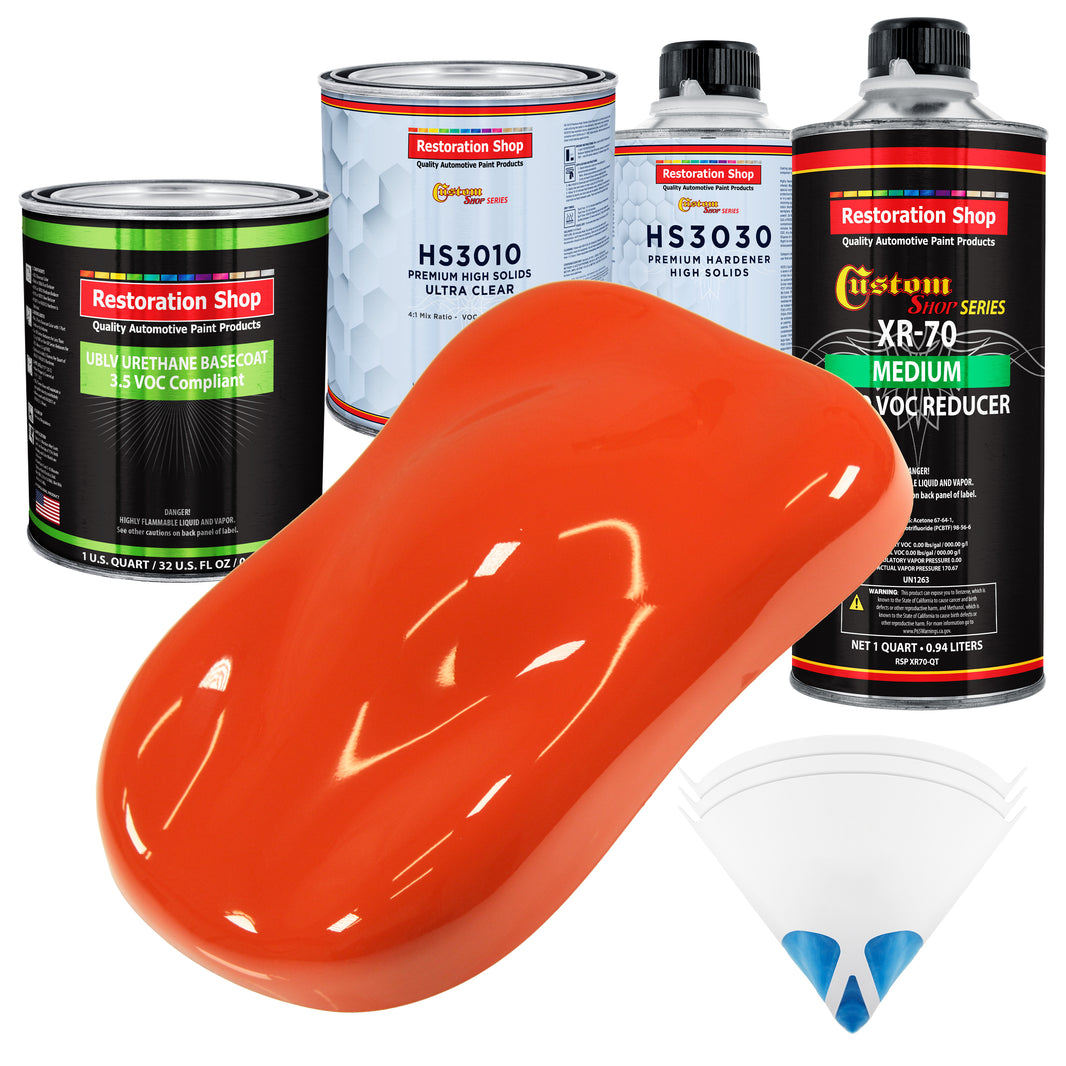 Charger Orange - LOW VOC Urethane Basecoat with Premium Clearcoat Auto Paint - Complete Medium Quart Paint Kit - Professional Gloss Automotive Coating