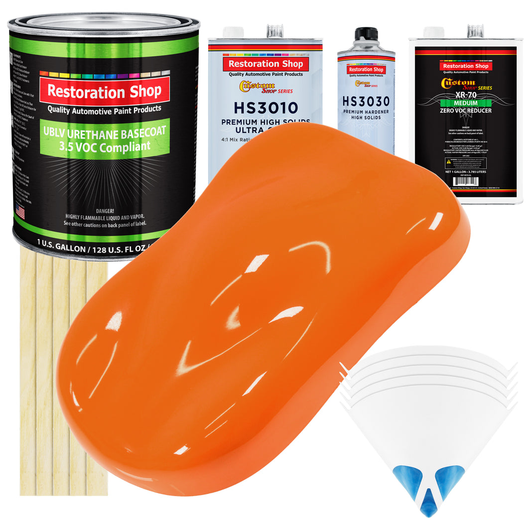 California Orange - LOW VOC Urethane Basecoat with Premium Clearcoat Auto Paint - Complete Medium Gallon Paint Kit - Professional Automotive Coating