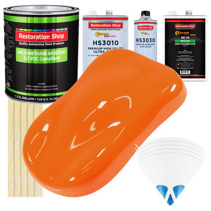 California Orange - LOW VOC Urethane Basecoat with Premium Clearcoat Auto Paint - Complete Medium Gallon Paint Kit - Professional Automotive Coating