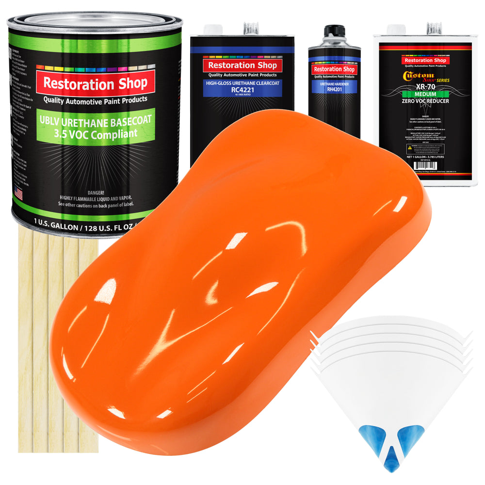 Omaha Orange - LOW VOC Urethane Basecoat with Clearcoat Auto Paint - Complete Medium Gallon Paint Kit - Professional High Gloss Automotive Coating