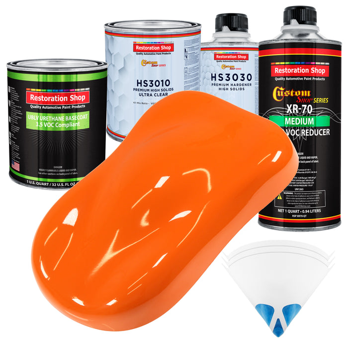 Omaha Orange - LOW VOC Urethane Basecoat with Premium Clearcoat Auto Paint - Complete Medium Quart Paint Kit - Professional Gloss Automotive Coating