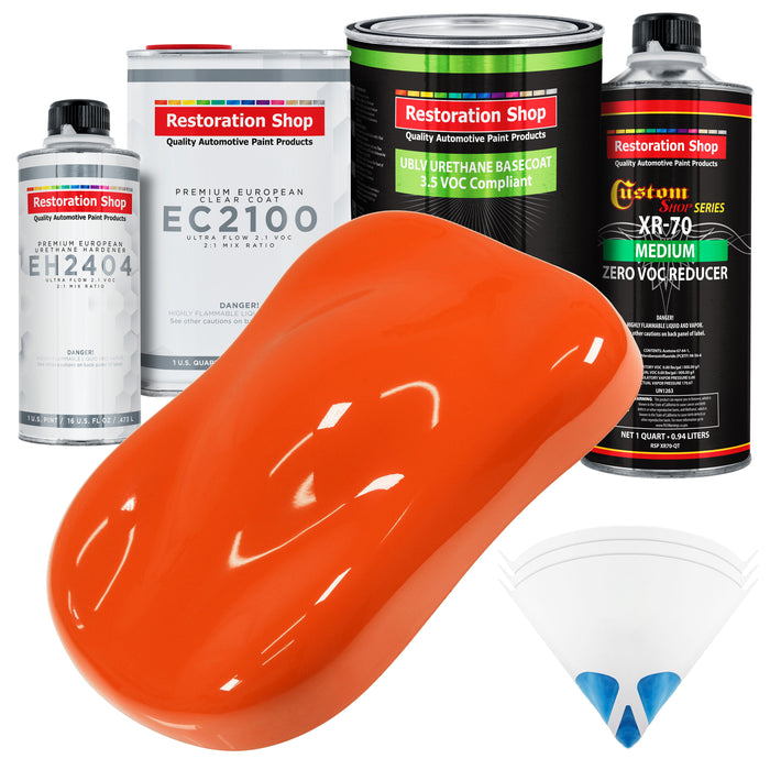 Hugger Orange - LOW VOC Urethane Basecoat with European Clearcoat Auto Paint - Complete Quart Paint Color Kit - Automotive Coating