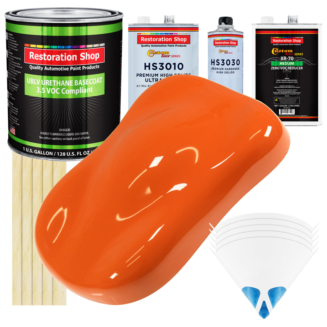 Sunset Orange - LOW VOC Urethane Basecoat with Premium Clearcoat Auto Paint - Complete Medium Gallon Paint Kit - Professional Gloss Automotive Coating