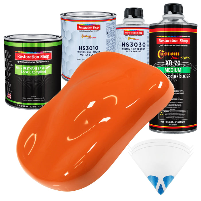 Sunset Orange - LOW VOC Urethane Basecoat with Premium Clearcoat Auto Paint - Complete Medium Quart Paint Kit - Professional Gloss Automotive Coating