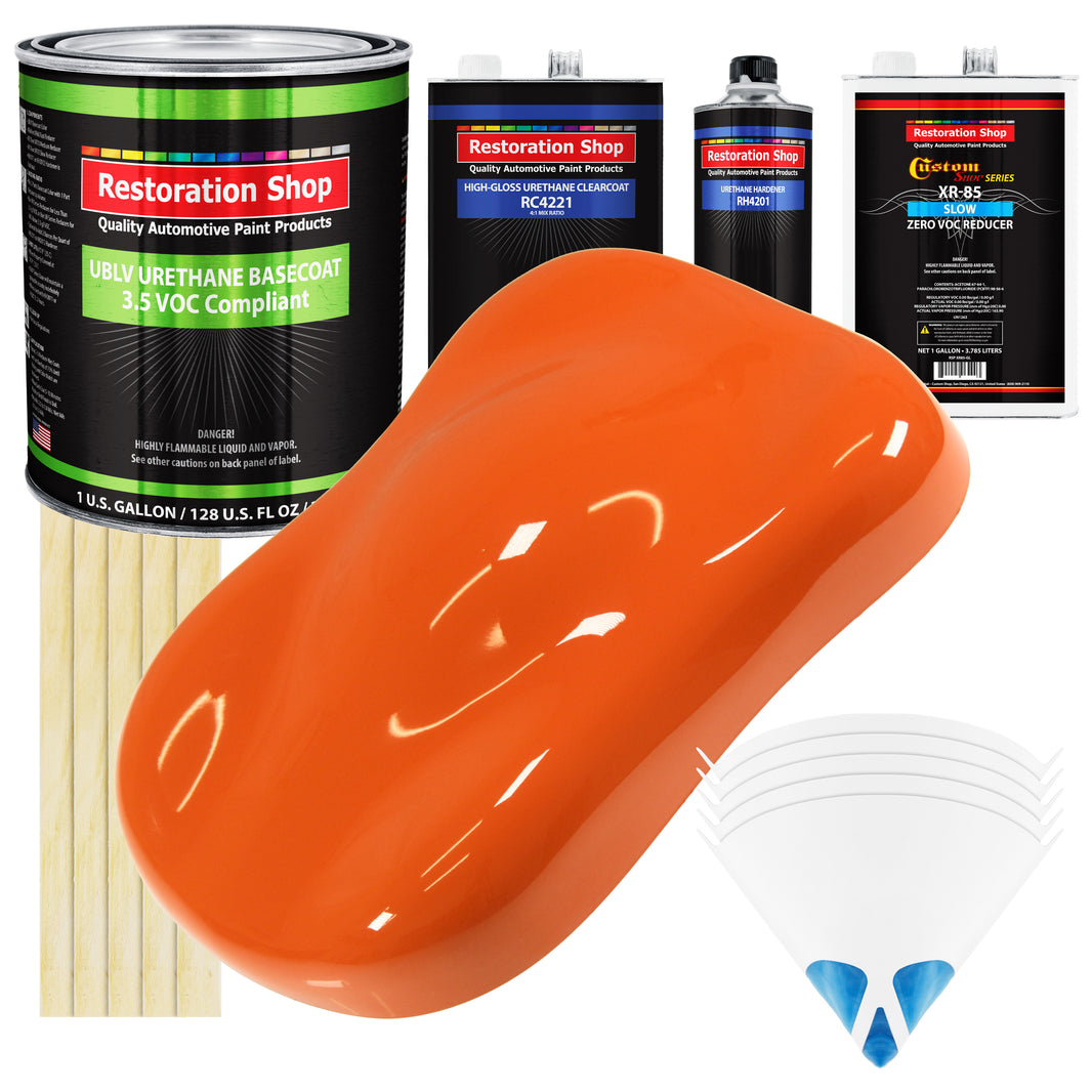 Sunset Orange - LOW VOC Urethane Basecoat with Clearcoat Auto Paint - Complete Slow Gallon Paint Kit - Professional High Gloss Automotive Coating