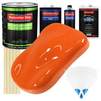 Sunset Orange - LOW VOC Urethane Basecoat with Clearcoat Auto Paint - Complete Slow Gallon Paint Kit - Professional High Gloss Automotive Coating