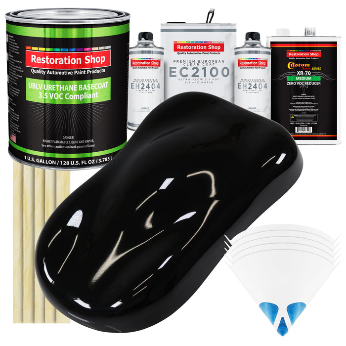 Jet Black (Gloss) - LOW VOC Urethane Basecoat with European Clearcoat Auto Paint - Complete Gallon Paint Color Kit - Automotive Coating