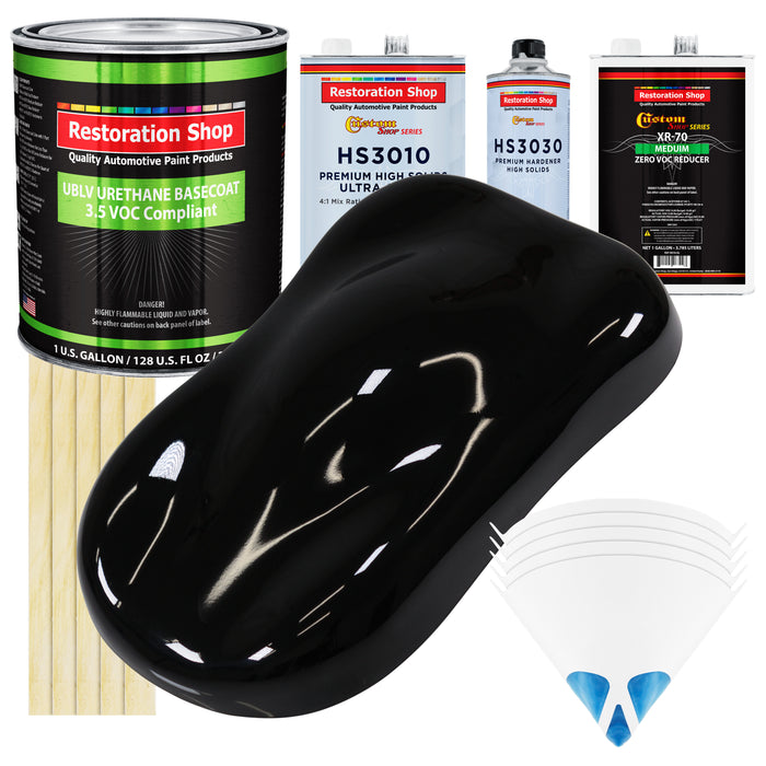 Jet Black () - LOW VOC Urethane Basecoat with Premium Clearcoat Auto Paint - Complete Medium Gallon Paint Kit - Professional Automotive Coating