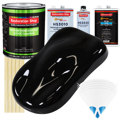 Jet Black (Gloss) - LOW VOC Urethane Basecoat with Premium Clearcoat Auto Paint (Complete Slow Gallon Paint Kit) Professional Gloss Automotive Coating