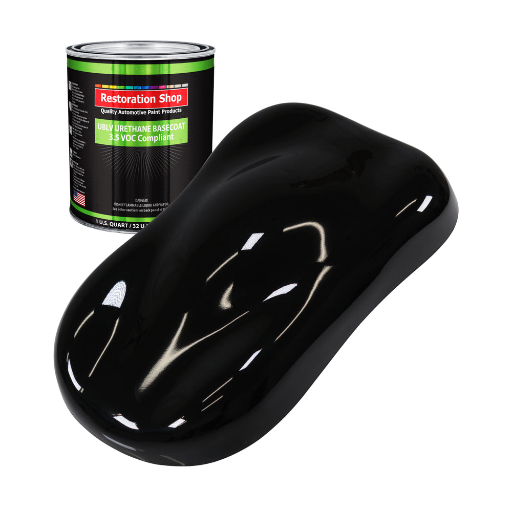Jet Black (Gloss) - LOW VOC Urethane Basecoat Auto Paint - Quart Paint Color Only - Professional High Gloss Automotive Coating