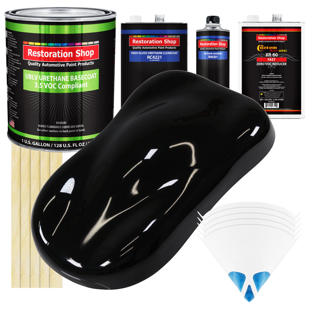 Boulevard Black - LOW VOC Urethane Basecoat with Clearcoat Auto Paint - Complete Fast Gallon Paint Kit - Professional High Gloss Automotive Coating