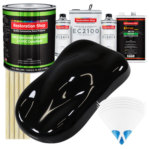 Boulevard Black - LOW VOC Urethane Basecoat with European Clearcoat Auto Paint - Complete Gallon Paint Color Kit - Automotive Coating