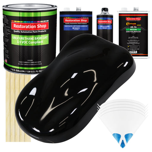 Boulevard Black - LOW VOC Urethane Basecoat with Clearcoat Auto Paint - Complete Medium Gallon Paint Kit - Professional High Gloss Automotive Coating