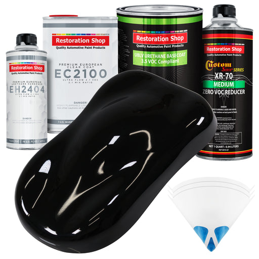 Boulevard Black - LOW VOC Urethane Basecoat with European Clearcoat Auto Paint - Complete Quart Paint Color Kit - Automotive Coating