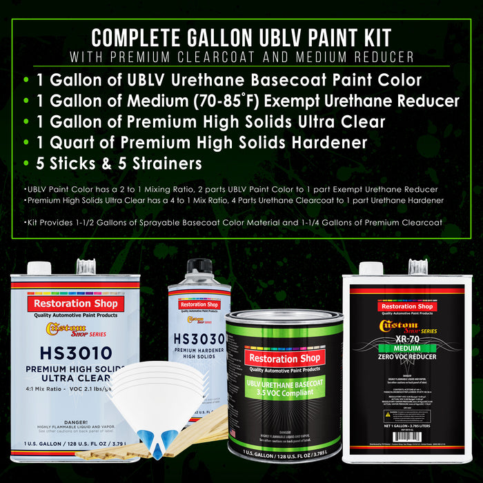 Pewter Silver Metallic - LOW VOC Urethane Basecoat with Premium Clearcoat Auto Paint - Complete Medium Gallon Paint Kit - Pro Automotive Coating