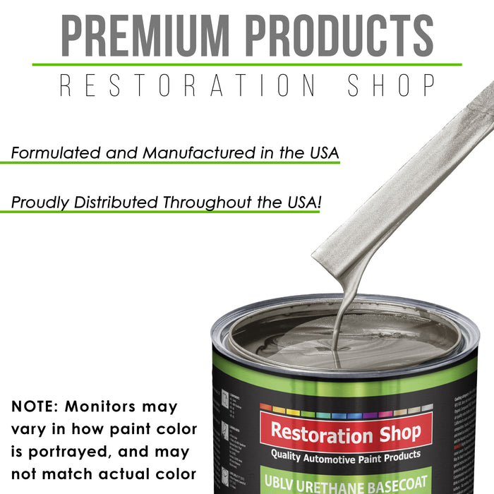 Pewter Silver Metallic - LOW VOC Urethane Basecoat with Clearcoat Auto Paint - Complete Slow Gallon Paint Kit - Professional Gloss Automotive Coating