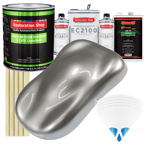 Titanium Gray Metallic - LOW VOC Urethane Basecoat with European Clearcoat Auto Paint - Complete Gallon Paint Color Kit - Automotive Coating