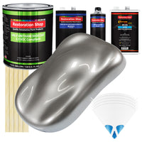 Titanium Gray Metallic - LOW VOC Urethane Basecoat with Clearcoat Auto Paint - Complete Slow Gallon Paint Kit - Professional Gloss Automotive Coating