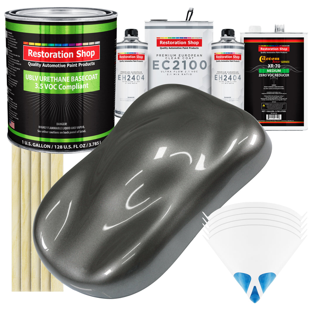 Dark Charcoal Metallic - LOW VOC Urethane Basecoat with European Clearcoat Auto Paint - Complete Gallon Paint Color Kit - Automotive Coating