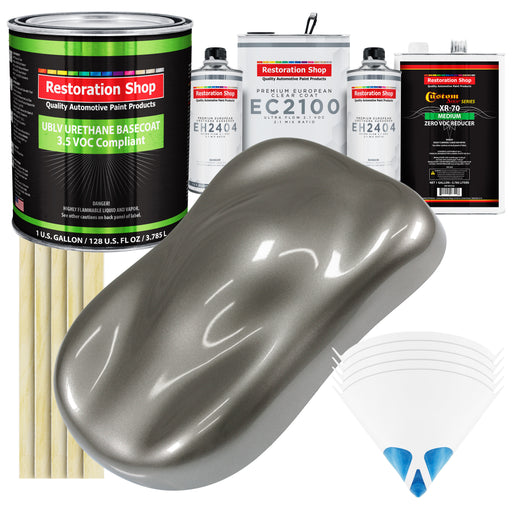 Graphite Gray Metallic - LOW VOC Urethane Basecoat with European Clearcoat Auto Paint - Complete Gallon Paint Color Kit - Automotive Coating