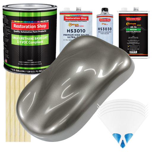 Graphite Gray Metallic - LOW VOC Urethane Basecoat with Premium Clearcoat Auto Paint - Complete Medium Gallon Paint Kit - Pro Automotive Coating