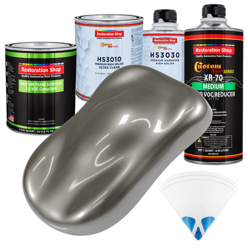 Graphite Gray Metallic - LOW VOC Urethane Basecoat with Premium Clearcoat Auto Paint (Complete Medium Quart Paint Kit) Professional Automotive Coating