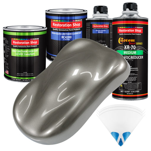 Graphite Gray Metallic - LOW VOC Urethane Basecoat with Clearcoat Auto Paint - Complete Medium Quart Paint Kit - Professional Gloss Automotive Coating