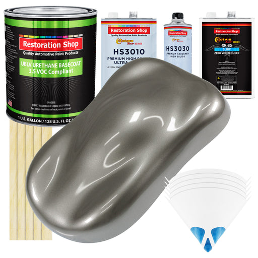 Graphite Gray Metallic - LOW VOC Urethane Basecoat with Premium Clearcoat Auto Paint (Complete Slow Gallon Paint Kit) Professional Automotive Coating