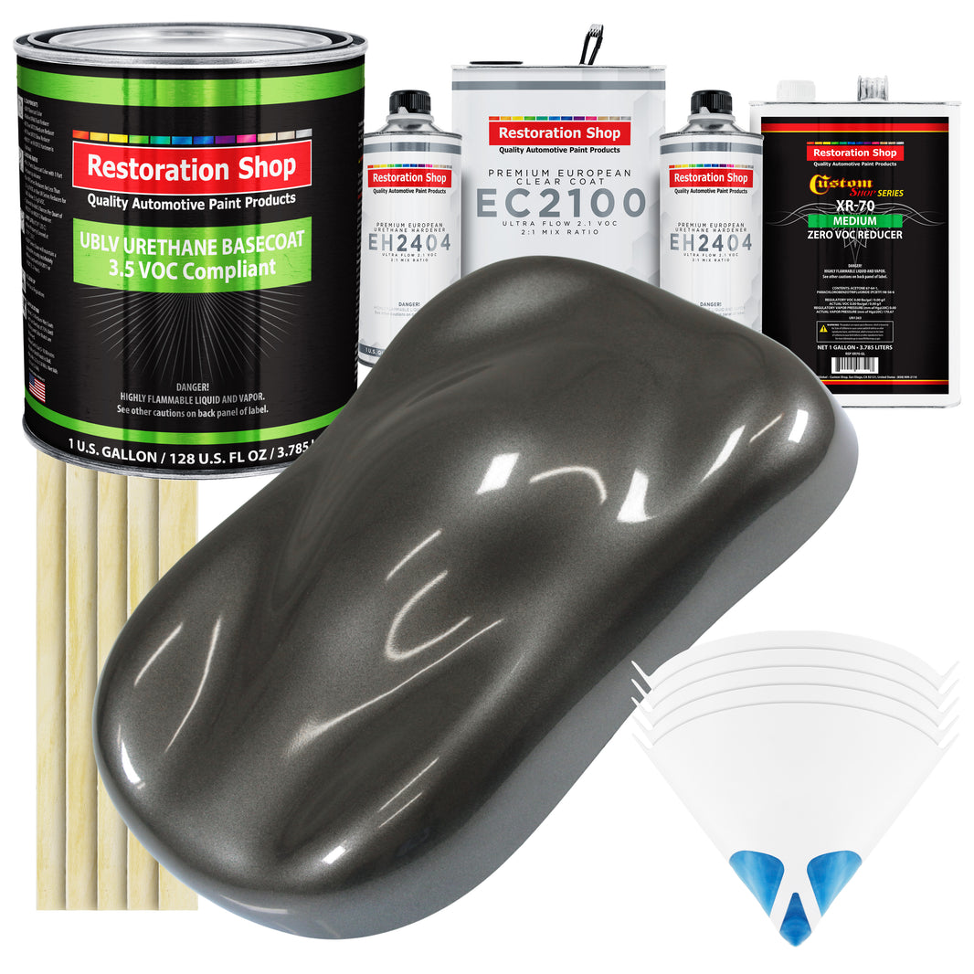Anthracite Gray Metallic - LOW VOC Urethane Basecoat with European Clearcoat Auto Paint - Complete Gallon Paint Color Kit - Automotive Coating