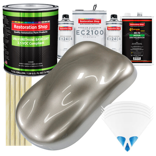 Warm Gray Metallic - LOW VOC Urethane Basecoat with European Clearcoat Auto Paint - Complete Gallon Paint Color Kit - Automotive Coating