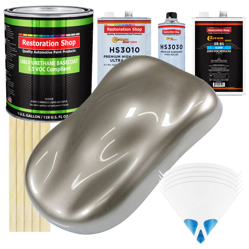 Warm Gray Metallic - LOW VOC Urethane Basecoat with Premium Clearcoat Auto Paint - Complete Slow Gallon Paint Kit - Professional Automotive Coating