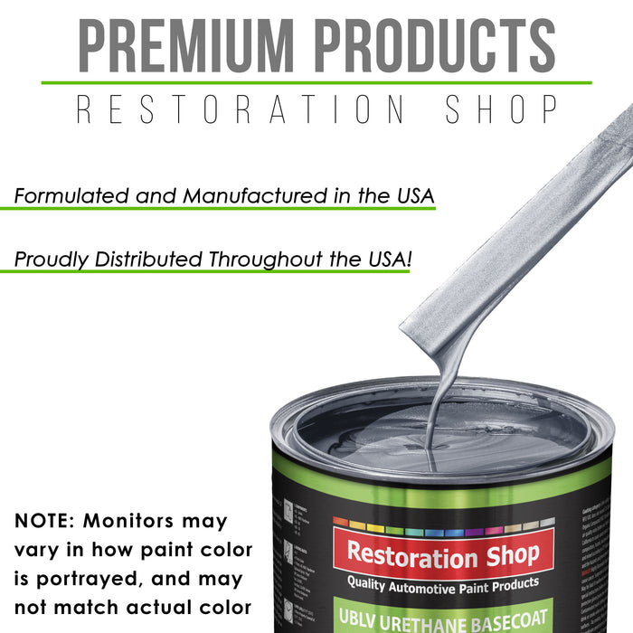 Cool Gray Metallic - LOW VOC Urethane Basecoat with Clearcoat Auto Paint (Complete Medium Quart Paint Kit) Professional High Gloss Automotive Coating