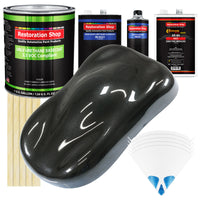 Black Metallic - LOW VOC Urethane Basecoat with Clearcoat Auto Paint - Complete Fast Gallon Paint Kit - Professional High Gloss Automotive Coating