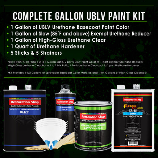 Black Metallic - LOW VOC Urethane Basecoat with Clearcoat Auto Paint - Complete Slow Gallon Paint Kit - Professional High Gloss Automotive Coating