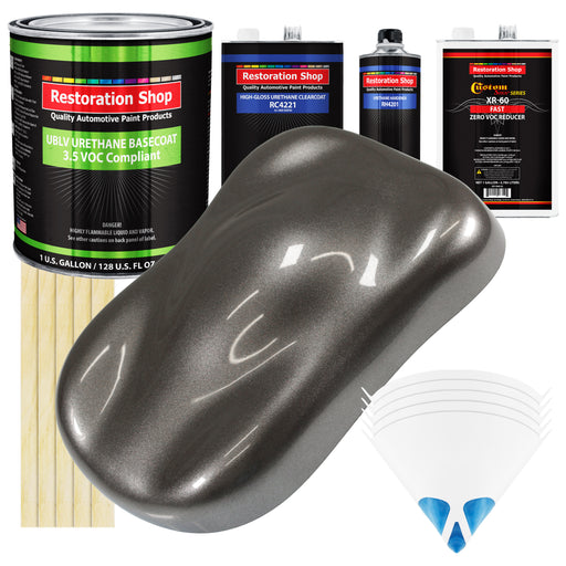 Tunnel Ram Gray Metallic - LOW VOC Urethane Basecoat with Clearcoat Auto Paint (Complete Fast Gallon Paint Kit) Professional Gloss Automotive Coating