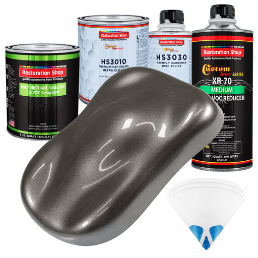 Tunnel Ram Gray Metallic - LOW VOC Urethane Basecoat with Premium Clearcoat Auto Paint - Complete Medium Quart Paint Kit - Pro Automotive Coating