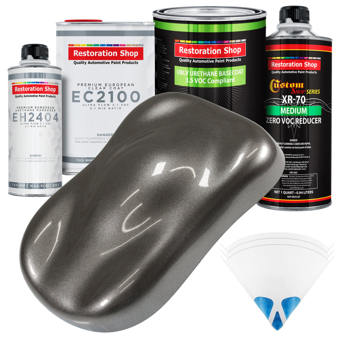 Tunnel Ram Gray Metallic - LOW VOC Urethane Basecoat with European Clearcoat Auto Paint - Complete Quart Paint Color Kit - Automotive Coating