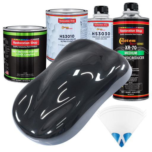 Phantom Black Pearl - LOW VOC Urethane Basecoat with Premium Clearcoat Auto Paint - Complete Medium Quart Paint Kit - Professional Automotive Coating