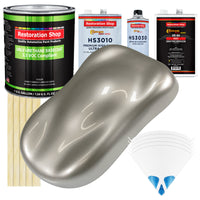 Bright Silver Metallic - LOW VOC Urethane Basecoat with Premium Clearcoat Auto Paint (Complete Fast Gallon Paint Kit) Professional Automotive Coating