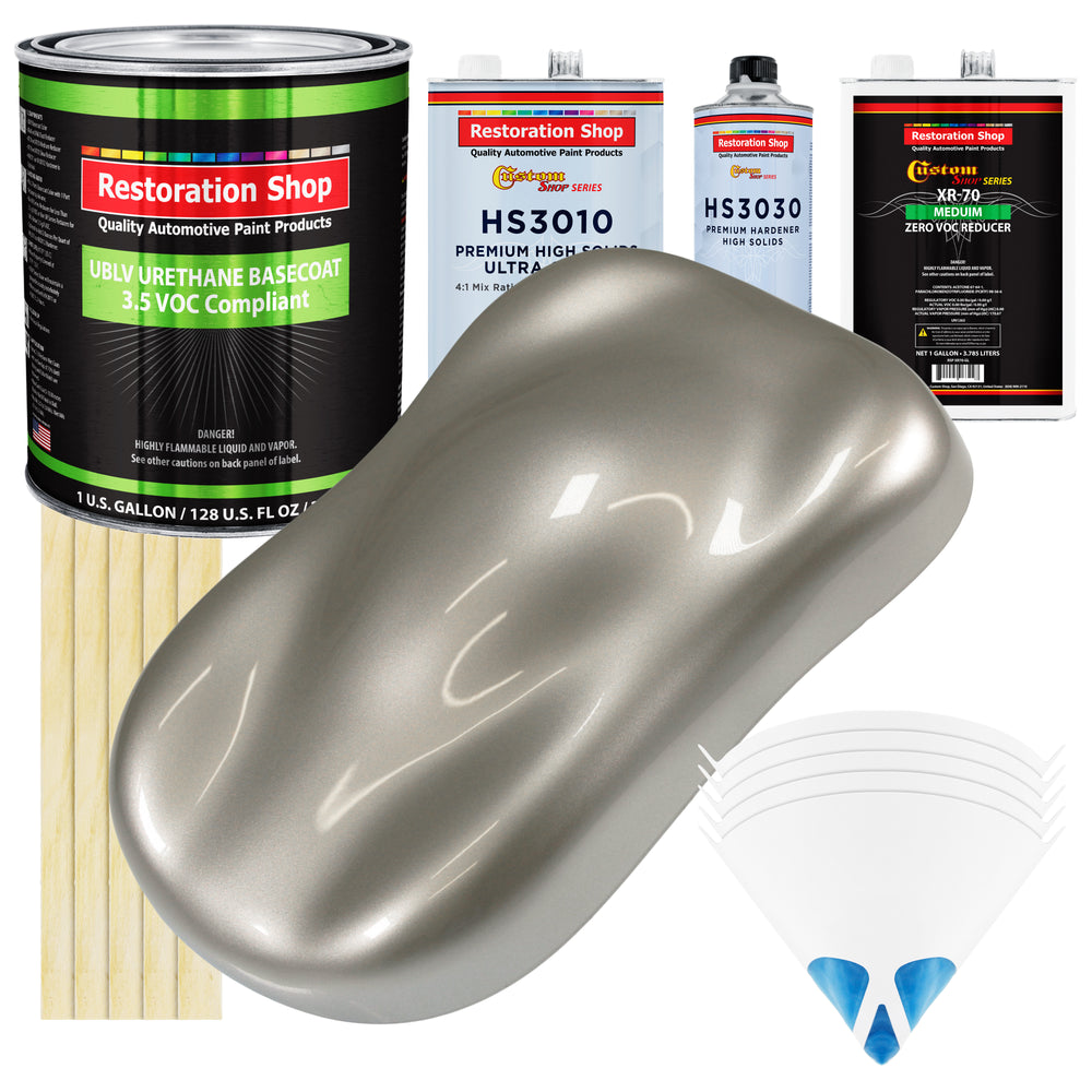 Bright Silver Metallic - LOW VOC Urethane Basecoat with Premium Clearcoat Auto Paint - Complete Medium Gallon Paint Kit - Pro Automotive Coating